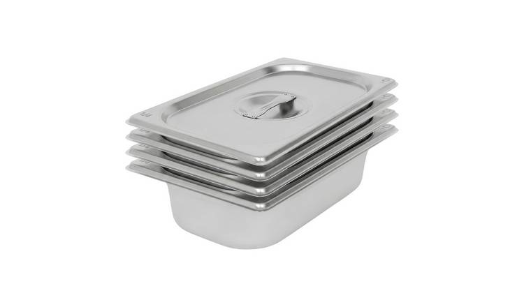 Argon Tableware Gastronorm Containers with Lid 1/4 - 1.5L - Set of 4
