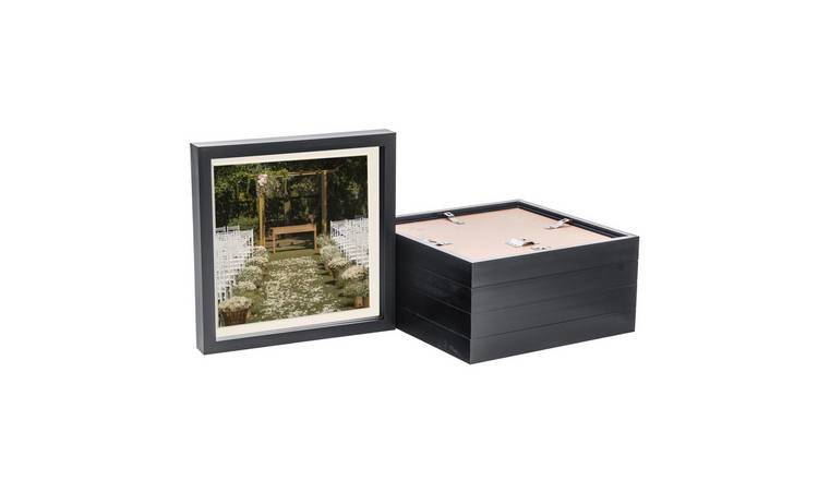 Nicola Spring 3D Box Photo Frames - 10 x 10" with Mount - Set of 5 - Black