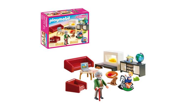 Playmobil Dollhouse Comfortable Living Room with Fireplace