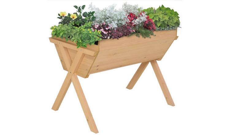 Outsunny Wooden Outdoor Raised Garden Bed - Natural Wood
