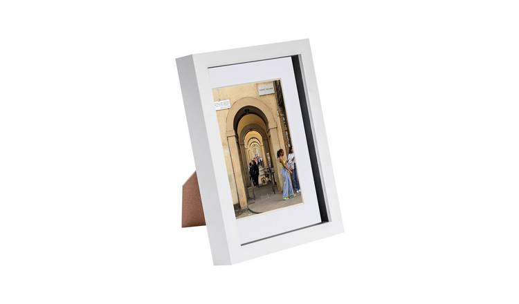 Nicola Spring 3D Box Photo Frame - A5 with Mount - White/White