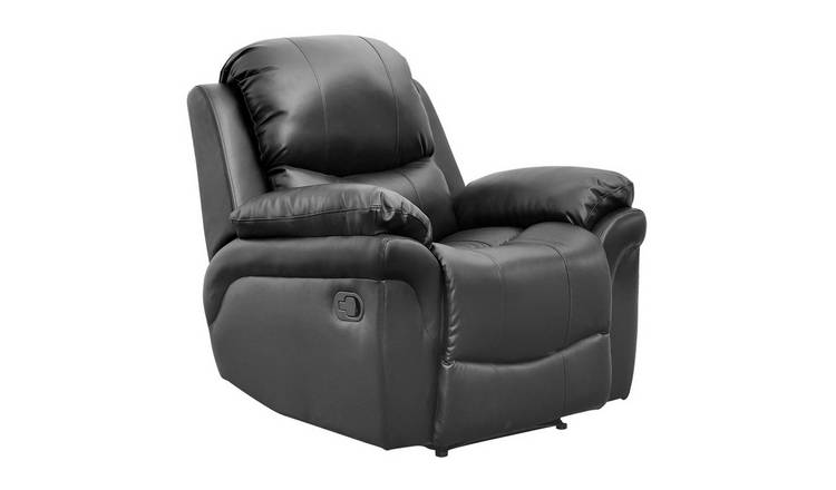 Furniture Online Madison Bonded Leather Manual Recliner Sofa Chair - Black