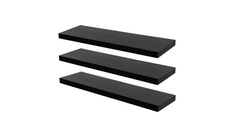 Harbour Housewares 80cm Modern Floating Wall Shelf Pack of 3 - Black