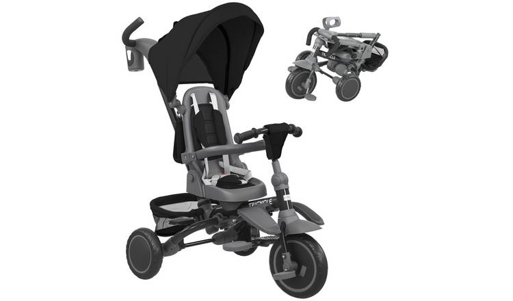 AIYAPLAY 6 in 1 Foldable Canopy Convertible Seat 5 Point Harness Trike - Black