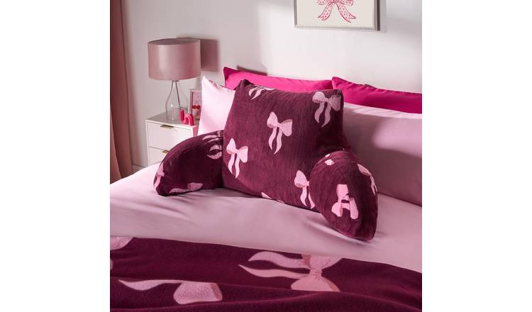OHS Bow Prints Cuddle Cushion - Burgundy