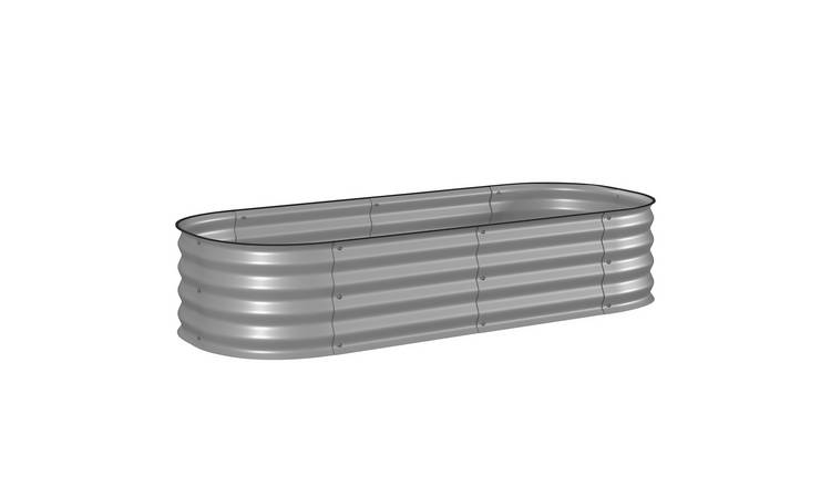 Outsunny Galvanised Metal Raised Planter Bed - Silver