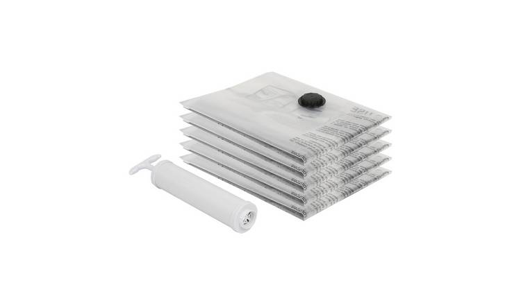 Harbour Housewares Vacuum Storage Bags with Hand Pump - L (60 x 80cm) - Set of 5