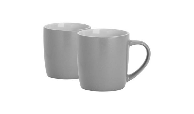 Argon Tableware Matt Coloured Coffee Mugs - 350ml - Grey - Pack of 2