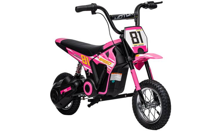 AIYAPLAY 24V 250W 8 to 12 Years 12 Inch Tyres Electric Ride on Motorbike – Pink