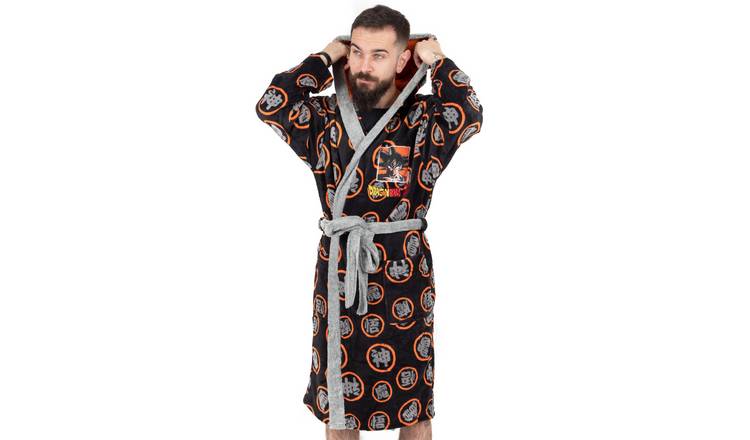 Dragon Ball Z Goku Family Symbol Adult Medium Mens Bathrobe - Black