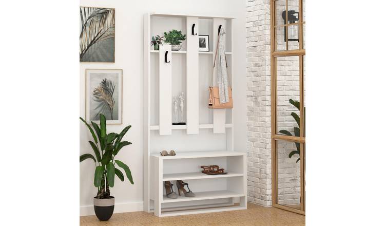 Decortie Chester Particleboard Hall Tree Stands - White