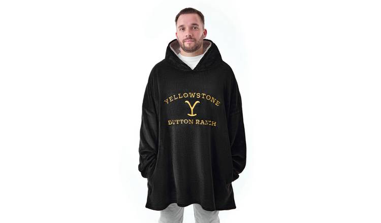 Yellowstone Dutton Ranch Logo Adult Mens Blanket Hoodie - Black