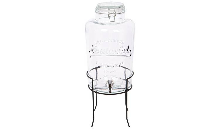 Rink Drink Glass Drinks Dispenser with Tap & Black Stand - 8.7L