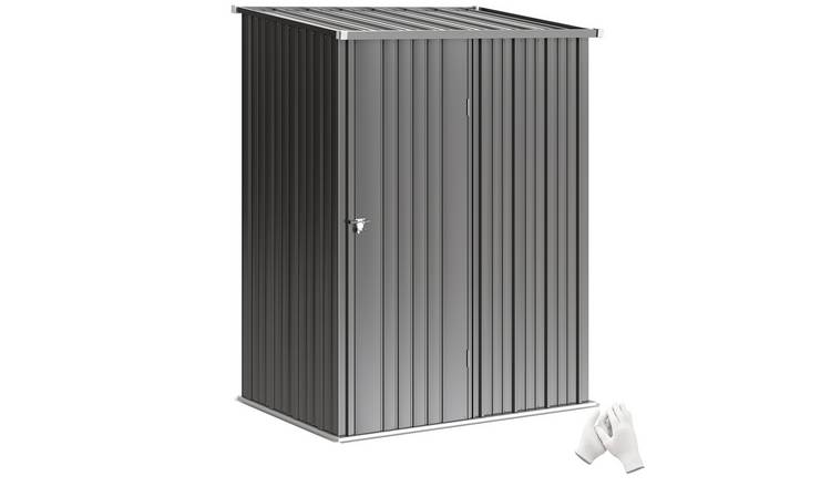 Outsunny Metal Garden Shed with Single Lockable Door - Black