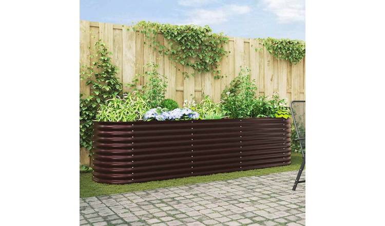 Walplus Steel Raised Garden Bed - Brown - 320 x 80 x 81 cm