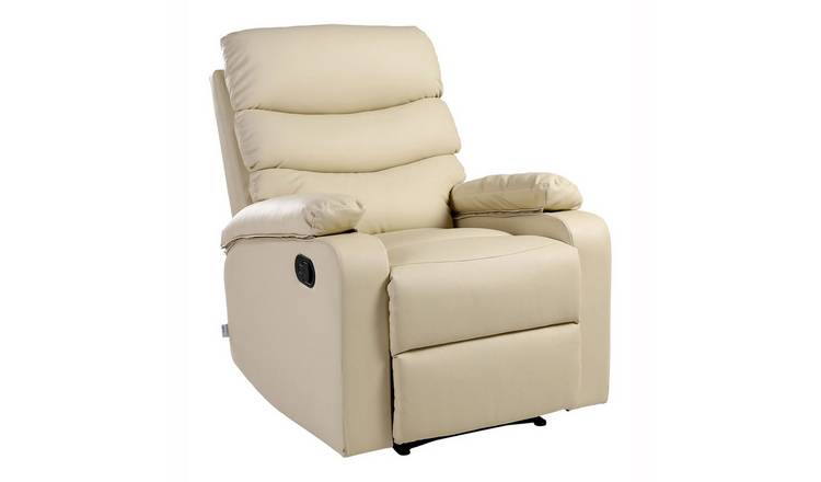 Furniture Online Ashby Bonded Leather Manual Recliner Chair – Cream