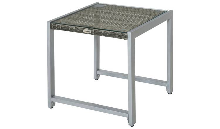 Outsunny Rattan Garden Side Table for Outdoor Patio - Grey