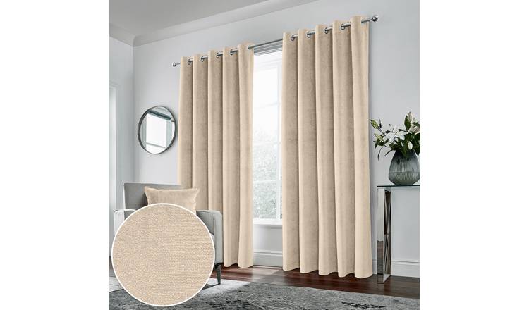 Enhanced Living Hampton Eyelet Blackout Thermal Curtains - 229 x 183cm - Cream