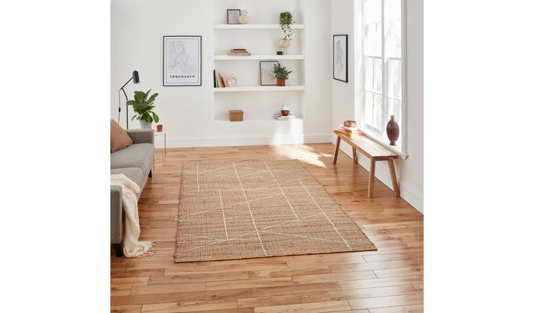 Mega Flooring Beige Handmade Geometric Rug - 120 x 170cm