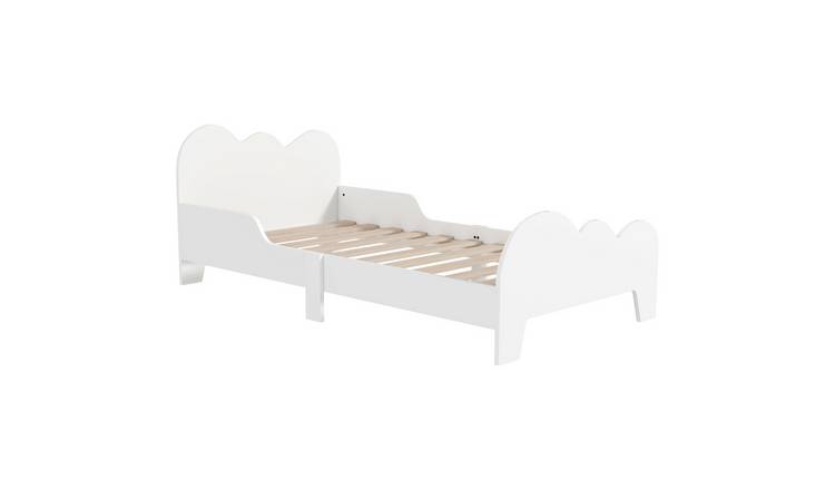 AIYAPLAY Cloud Kids Toddler Bed Frame with Safety Side Rails - White