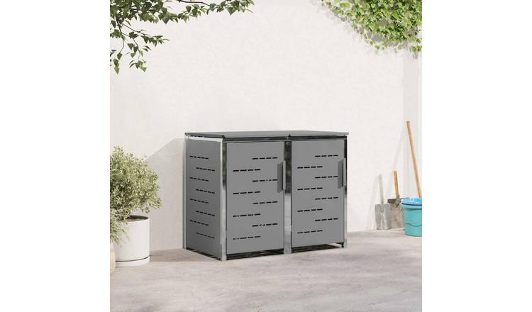 Walplus Stainless Steel Wheelie Bin Store - Grey - 138 x 77.5 x 112.5 cm