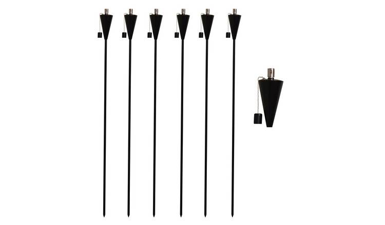Harbour Housewares Metal Garden Torches - Cone - Black - Pack of 6