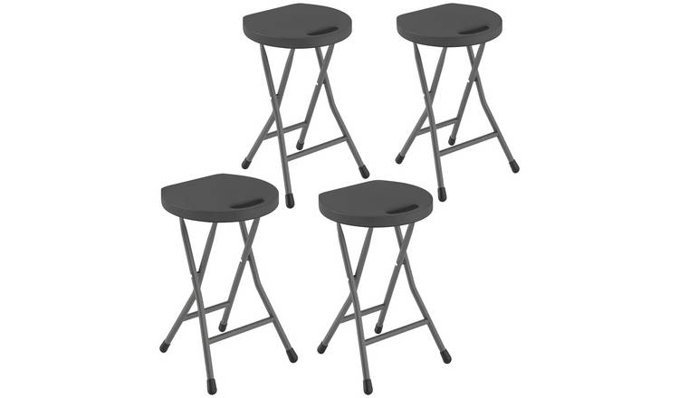 Outsunny Set of 4 Foldable Garden Stool Chair with with Safety Latch - Grey