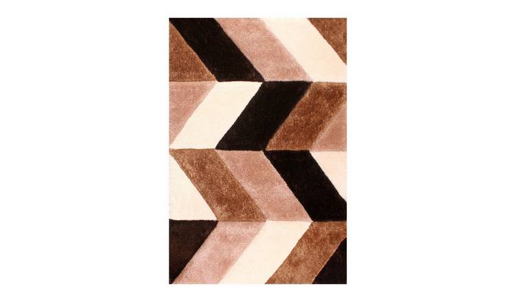 Mega Flooring Beige Shaggy Geometric Rug - 60 x 110cm