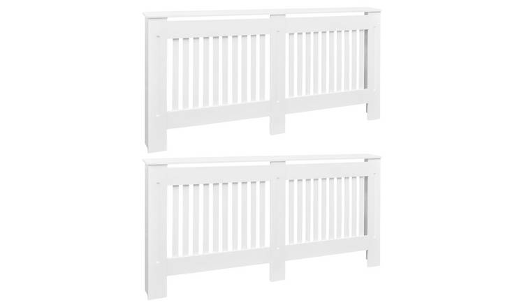 Walplus Pack of 2 Engineered Wood Radiator Cover - White - 172 x 19 x 81.5 cm