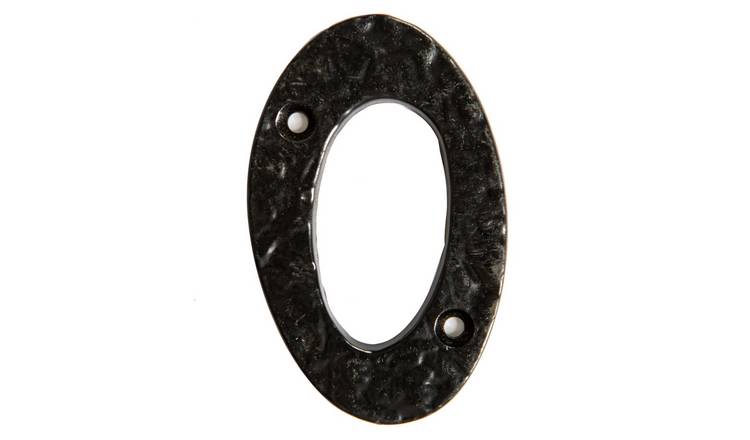 Hammer & Tongs Rustic Iron Numeral - Number 0 - Black