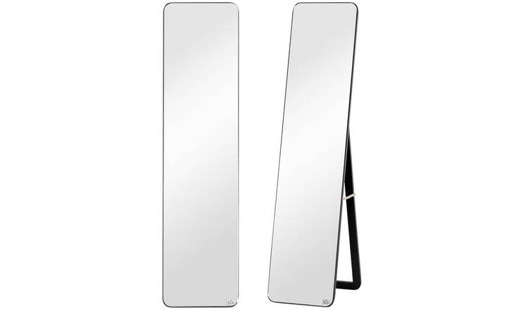 HOMCOM Rectangular Full Body Mirror with Stand - Black