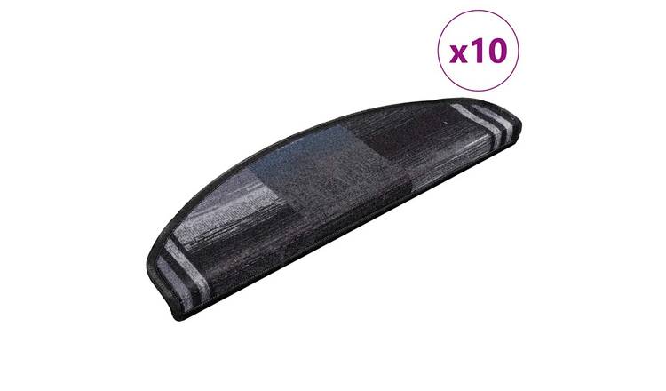 Walplus Pack of 10 Self-Adhesive Stair Mats - Black and Grey - 65 x 21 cm