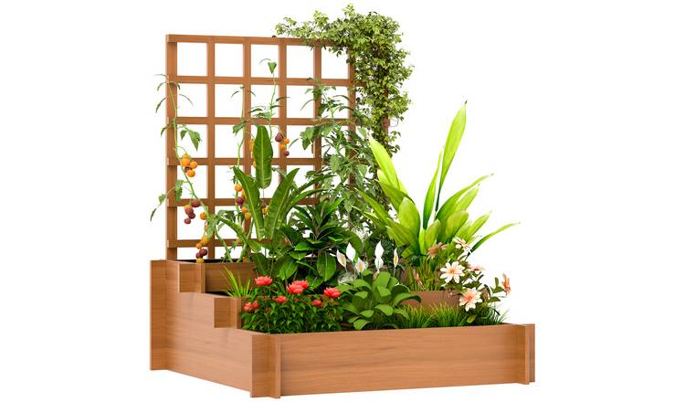 Outsunny 3 Tier Wooden Raised Garden Bed - Brown