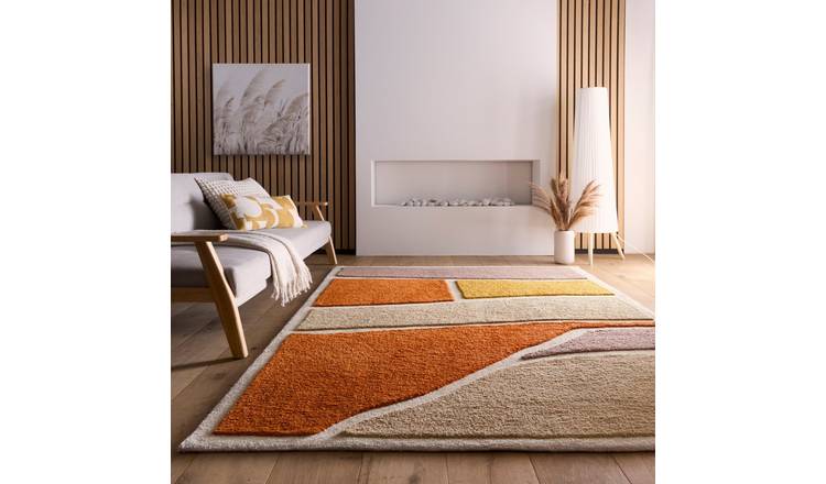 Mega Flooring Orange Modern Abstract Rug - 120 x 170cm