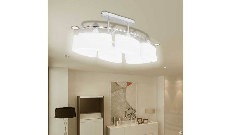 Walplus Ceiling Lamp Set of 2 Chrome Metal Medium - White - 55 x 25 x 27.5 cm