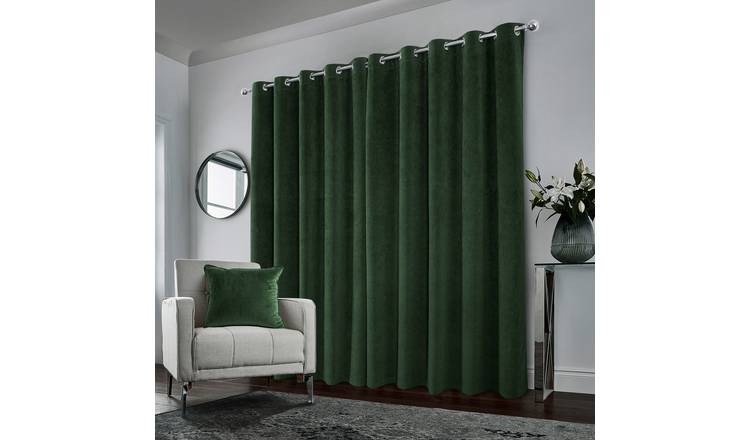 Enhanced Living Belgravia Velvet Blackout Thermal Curtains - 117 x 137cm - Green
