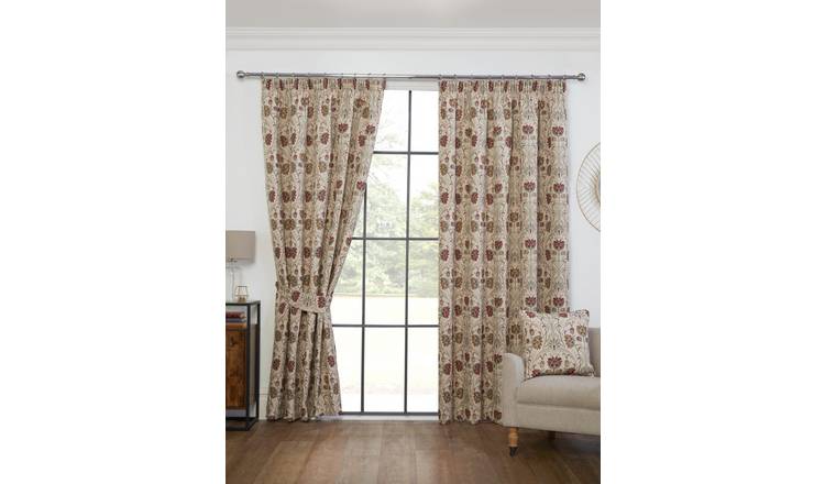 Sundour Aylesbury Lined Floral Pencil Pleat Curtains - 117cm x 137cm - Multi