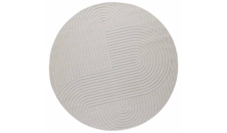 Walplus Palmeras Polyester Round Area Rug - Cream - 120 x 120 cm