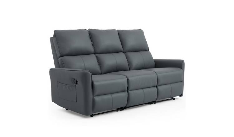 Furniture Online Madrid Manual Recliner 3 Seater Leather Sofa – Grey