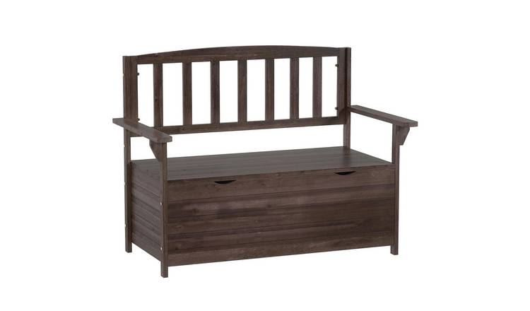 Outsunny 2 Seater Wooden Garden Bench for Outdoor Patio Porch - Brown