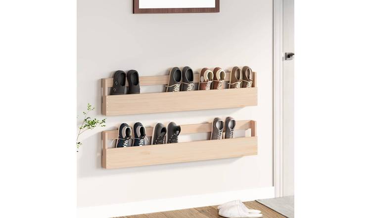 Walplus Pack of 2 Solid Wood Shoe Rack - 110 x 9 x 23 cm