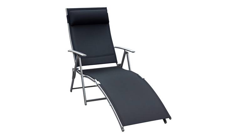 Outsunny Foldable Reclining Garden Sun Lounger - Black