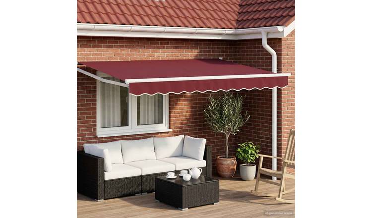 Walplus Electric Aluminium Awning - Burgundy and White - 300 x 250 cm