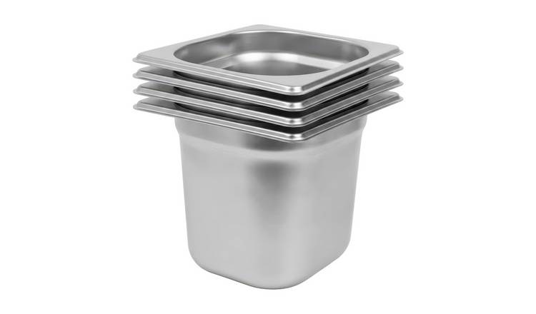 Argon Tableware Steel Gastronorm Containers 1/6 - 2.25L - Set of 4