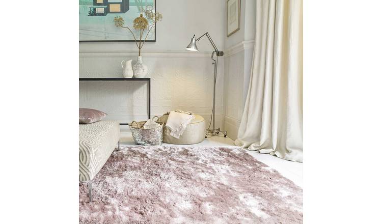 Mega Flooring Pink Shaggy Plain Rug - 140 x 200cm
