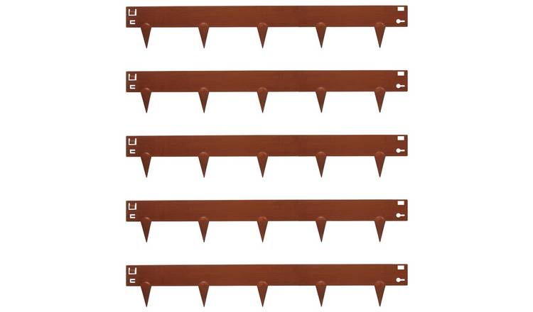 Harbour Housewares 5pc Steel Lawn Edging Set - 5m x 8cm - Rust