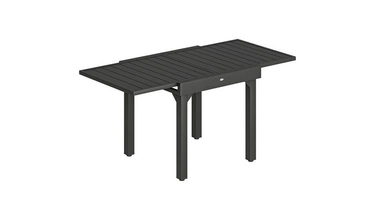 Outsunny Aluminium Slatted Extending Garden Table - Black