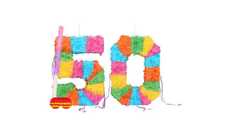 Fax Potato 50th Birthday Pinata Set with Stick & Blindfold - Pink Stick