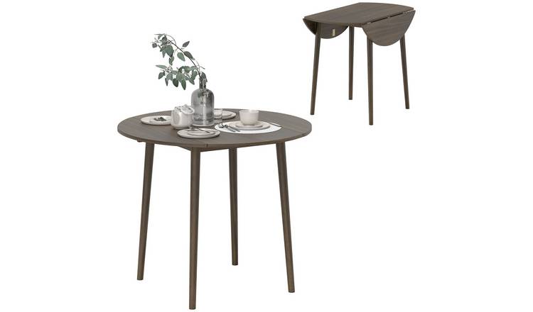 HOMCOM 4 Seater Folding Round Drop Leaf Dining Table - Grey