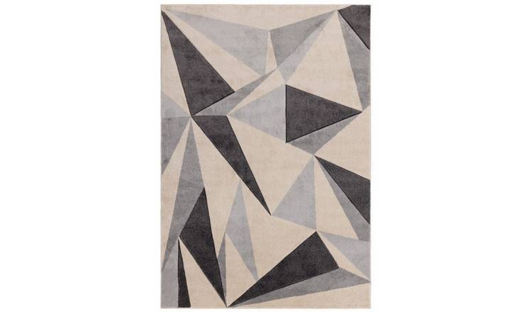 Mega Flooring Grey Modern Geometric Rug - 80 x 150cm